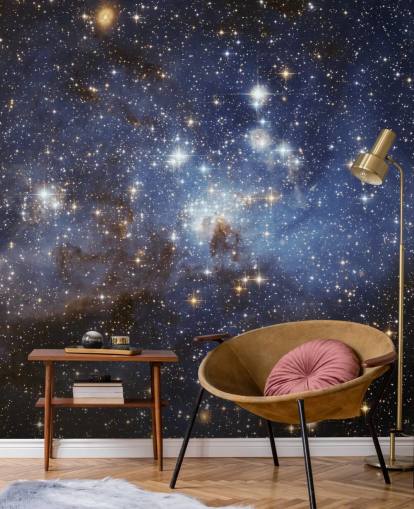mural de papel pintado espacial azul y dorado llamado LH 95 en la Gran Nube de Magallanes para dormitorios mural de papel pintado espacial azul y dorado llamado LH 95 en la Gran Nube de Magallanes para dormitorios