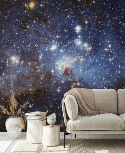 blue and gold space wallpaper mural called LH 95 in the Large Magellanic Cloud for bedrooms