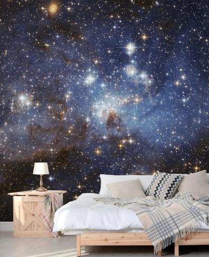 blue and gold space wallpaper mural called LH 95 in the Large Magellanic Cloud for bedrooms