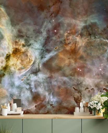 nebula wallpaper mural called The Carina Nebula: Star Birth in the Extreme at Wallsauce for bedrooms, kitchens and bathrooms