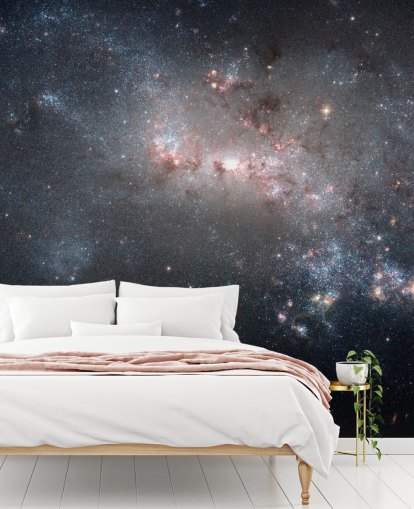 Stellar fyrverkeri brenner i Galaxy NGC4449 veggmaleri