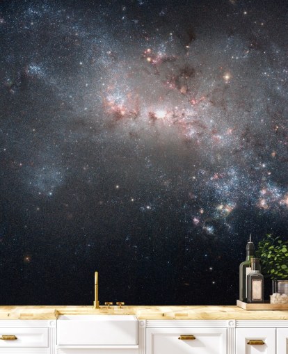 Stellar Fireworks Ablaze in Galaxy NGC4449 Mural