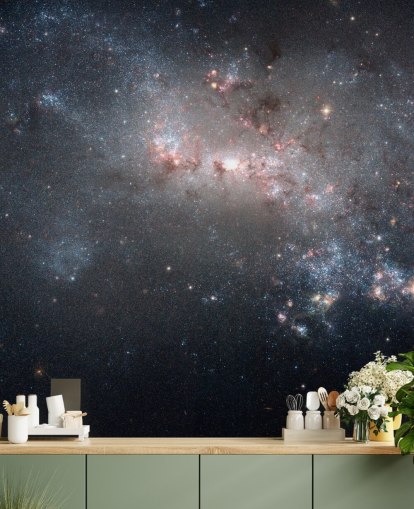 Stellar Fireworks Ablaze in Galaxy NGC4449 Mural