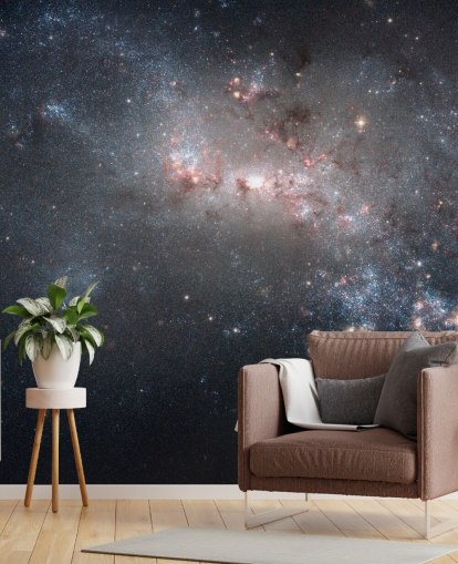 Mural de fuegos artificiales estelares en llamas en la galaxia NGC4449