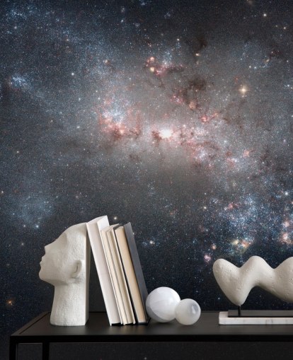 Fogos de artifício estelares em chamas no mural Galaxy NGC4449 Fogos de artifício estelares em chamas no mural Galaxy NGC4449