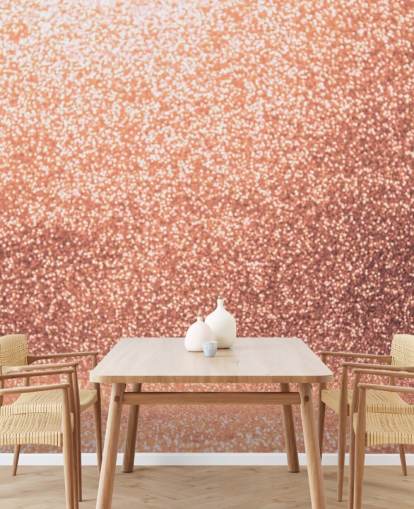 Papel pintado con purpurina dorada rosa