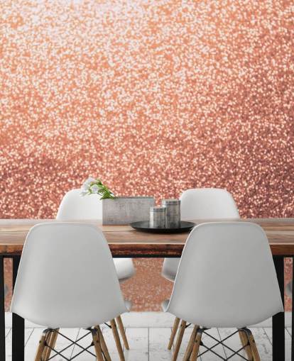 Papel pintado con purpurina dorada rosa