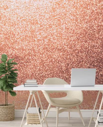 Papel pintado con purpurina dorada rosa