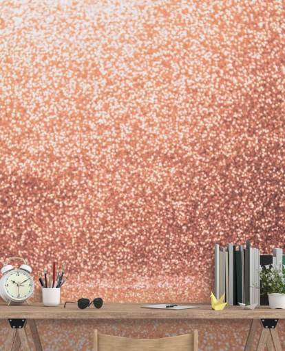 Papel pintado con purpurina dorada rosa