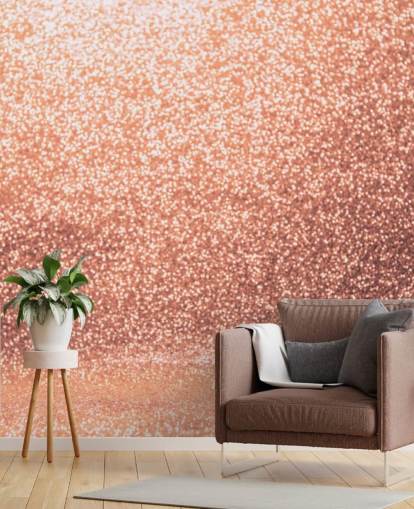 Papel pintado con purpurina dorada rosa