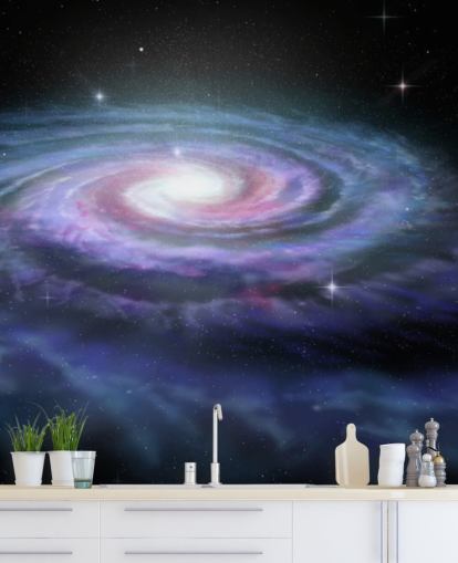 Decorazione murale con galassia a spirale via lattea