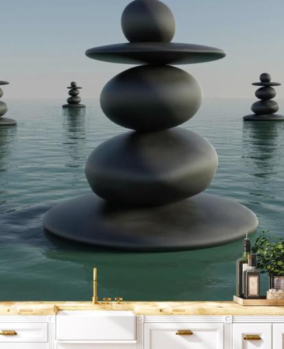 Zen-Kiesel-Stapel Zen Pebble Stacks Wallpaper Zen-Kiesel-Stapel Zen Pebble Stacks Wallpaper