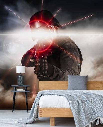 Soldier Aiming Assault Rifle Laser Sight Wallpaper