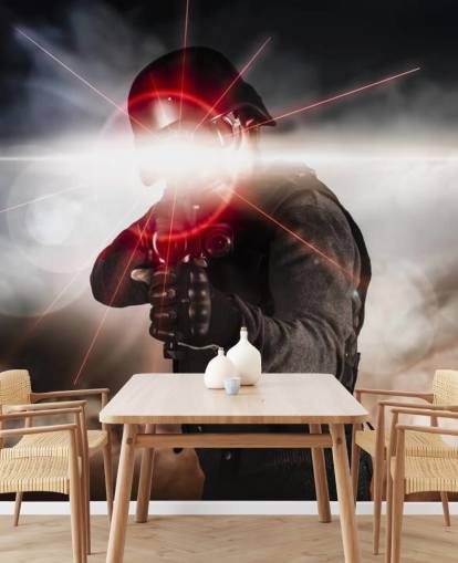 Soldier Aiming Assault Rifle Laser Sight Wallpaper