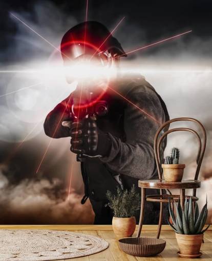 Soldier Aiming Assault Rifle Laser Sight Wallpaper