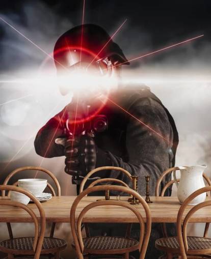 Fondo de pantalla de mira láser rifle de asalto soldado