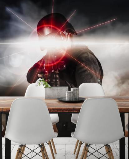 Fondo de pantalla de mira láser rifle de asalto soldado