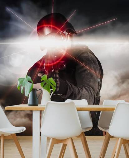 Fondo de pantalla de mira láser rifle de asalto soldado