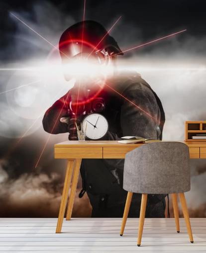 Fondo de pantalla de mira láser rifle de asalto soldado