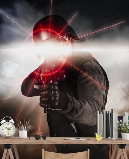 Soldier Aiming Assault Rifle Laser Sight Wallpaper