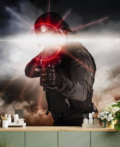 Soldat zielt Sturmgewehr Laser Sight Tapete