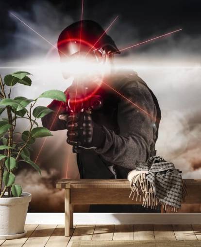 Soldier Aiming Assault Rifle Laser Sight Wallpaper