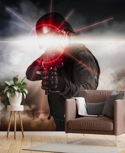 Soldier Aiming Assault Rifle Laser Sight Wallpaper