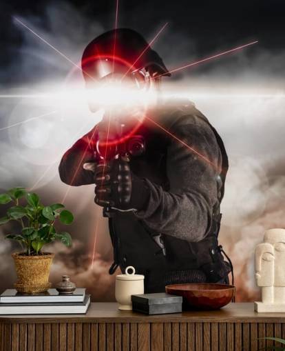 Soldier Aiming Assault Rifle Laser Sight Wallpaper