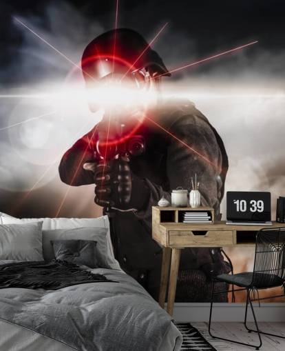 Soldier Aiming Assault Rifle Laser Sight Wallpaper