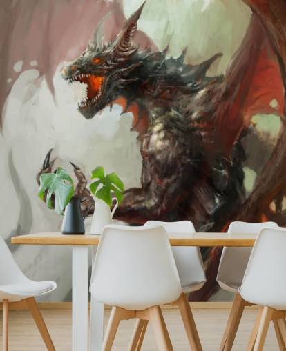 Fondo de pantalla de dragón rojo feroz Fondo de pantalla de dragón rojo feroz