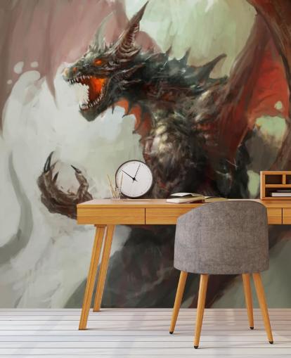 Fondo de pantalla de dragón rojo feroz