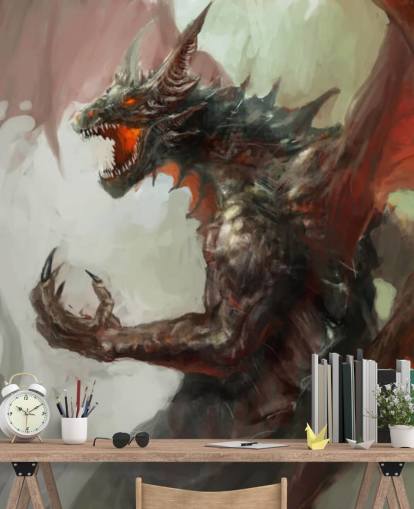 Fondo de pantalla de dragón rojo feroz