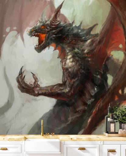 Fondo de pantalla de dragón rojo feroz Fondo de pantalla de dragón rojo feroz