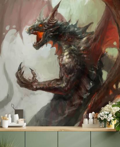 Fondo de pantalla de dragón rojo feroz