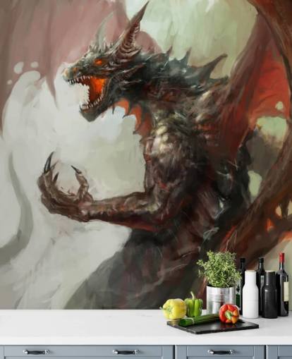 Fondo de pantalla de dragón rojo feroz