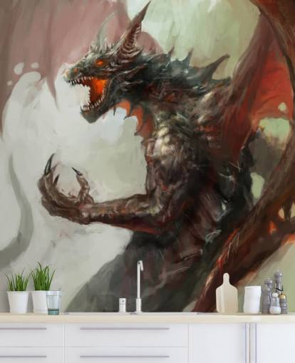 Fondo de pantalla de dragón rojo feroz