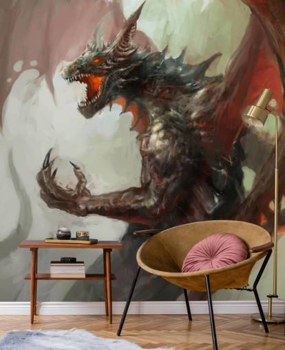 Fondo de pantalla de dragón rojo feroz