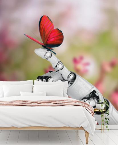 Robot Hand Holding Butterfly