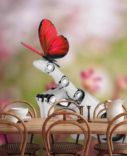 Robot hånd Holding Butterfly Mural