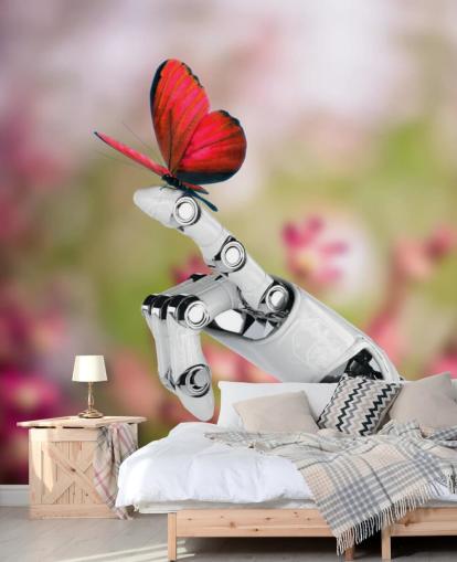 Robot hånd Holding Butterfly Mural