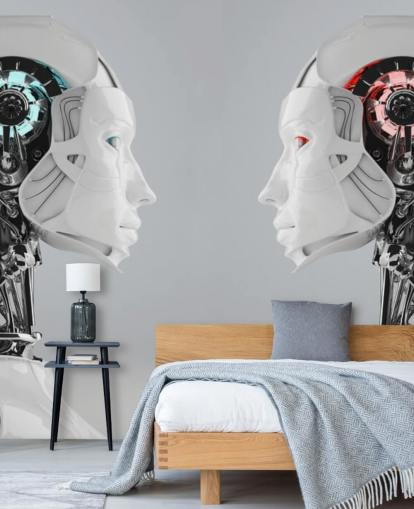 Mural Mujeres robot frente a frente