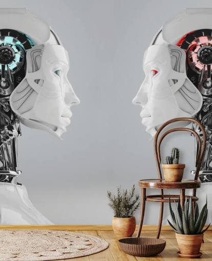 Mural Mujeres robot frente a frente