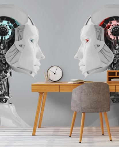 Peinture Murale Robot Femmes Face à L'Autre