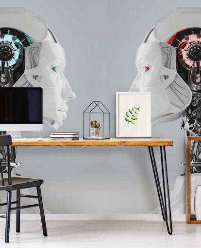 Robot Women Facing Each Other Mural