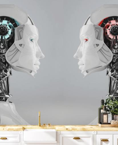 Mural Mujeres robot frente a frente