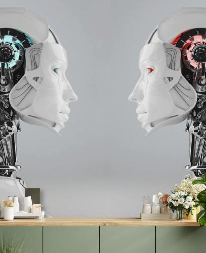 Mural Mujeres robot frente a frente Mural Mujeres robot frente a frente