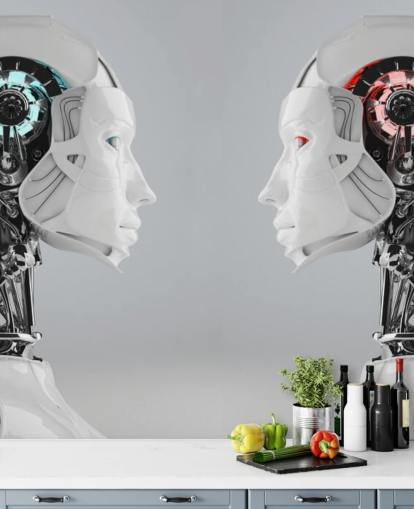 Mural Mujeres robot frente a frente