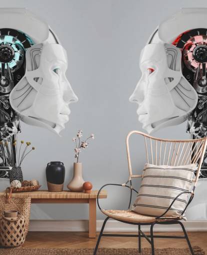 Mural Mujeres robot frente a frente Mural Mujeres robot frente a frente