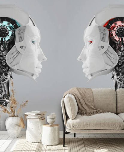 Mural Mujeres robot frente a frente