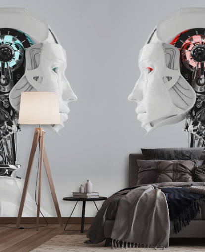 Robot Kvinnor inför varandra väggmålning